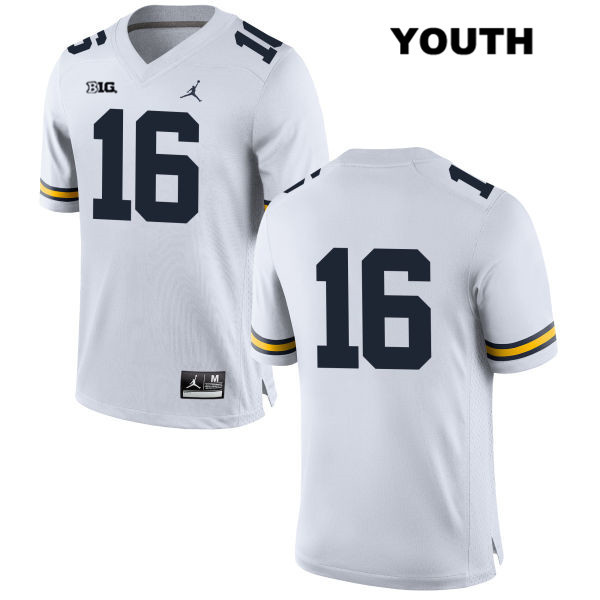 Youth NCAA Michigan Wolverines Jaylen Kelly-Powell #16 No Name White Jordan Brand Authentic Stitched Football College Jersey EL25S28RS